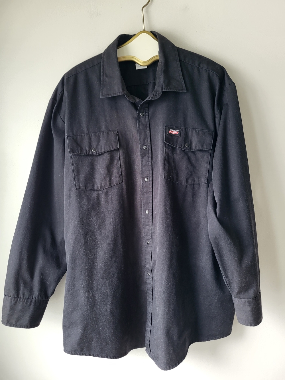 Dickies Men's Black Work Shirt - Long Sleeve Button-Up